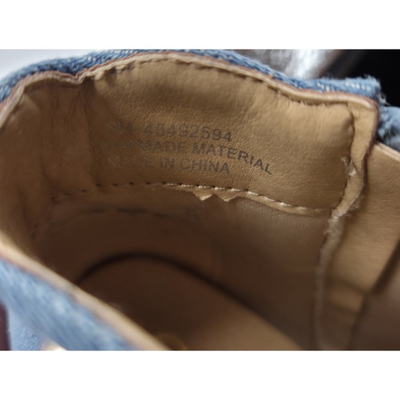 Cato Womens Blue Denim Pearl Studded Scalloped Ankle Booties Block Heel Size 6 - Picture 8 of 9